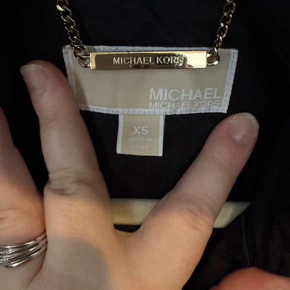 Michael Kors Black Hooded Trench Coat with gold detail - Picture 2 of 5